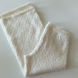 EUC Zara Kids Cream Knit Pants Wide Leg Pants Sweater Pants 8/8 Winter White